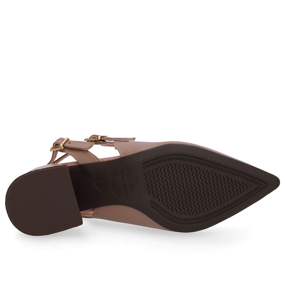 Slingback Marrom Salto Bloco Couro Tira Dupla Lateral Marrom 5