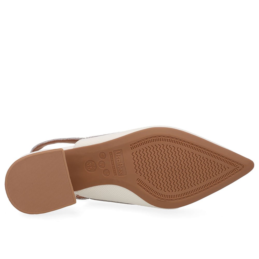 Slingback Branco Marfim Salto Bico Fino Marfim 5