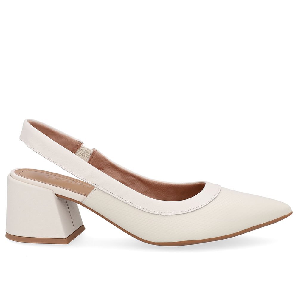 Slingback Branco Marfim Salto Bico Fino Marfim 1