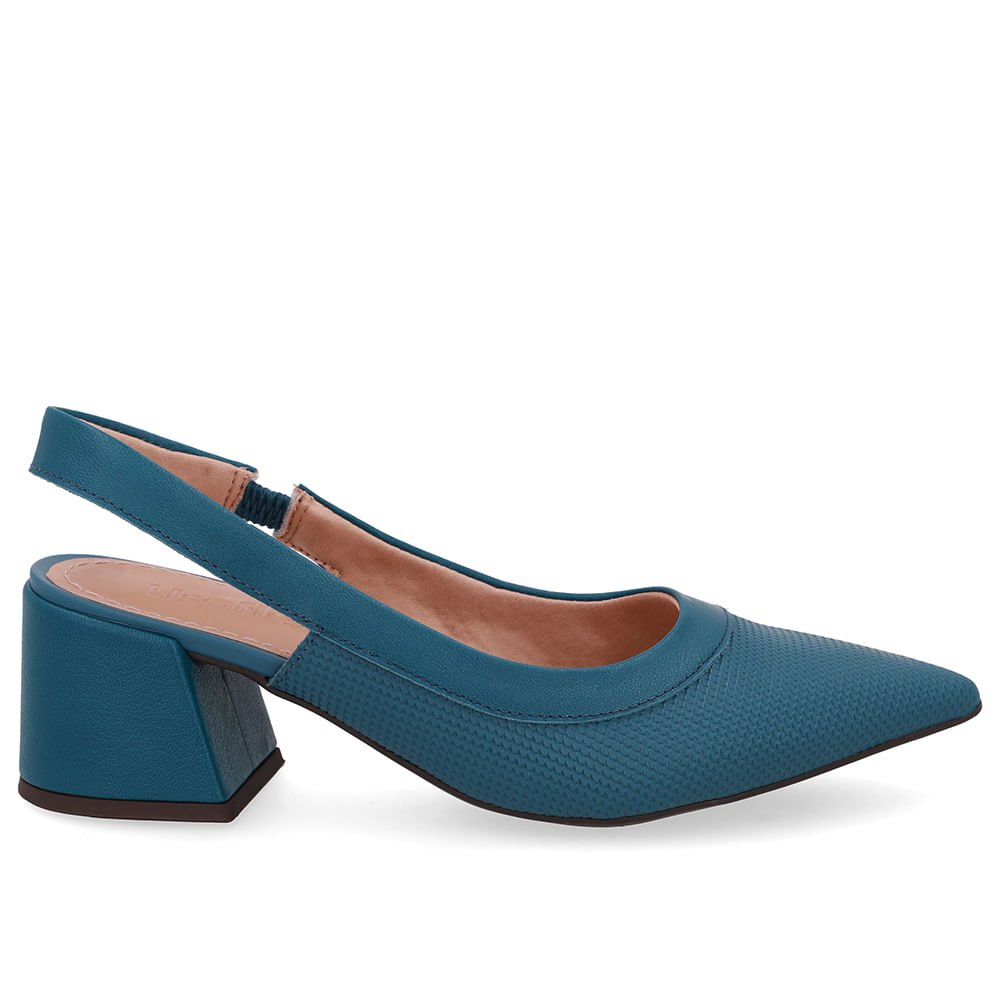 Slingback Azul Salto Bico Fino
