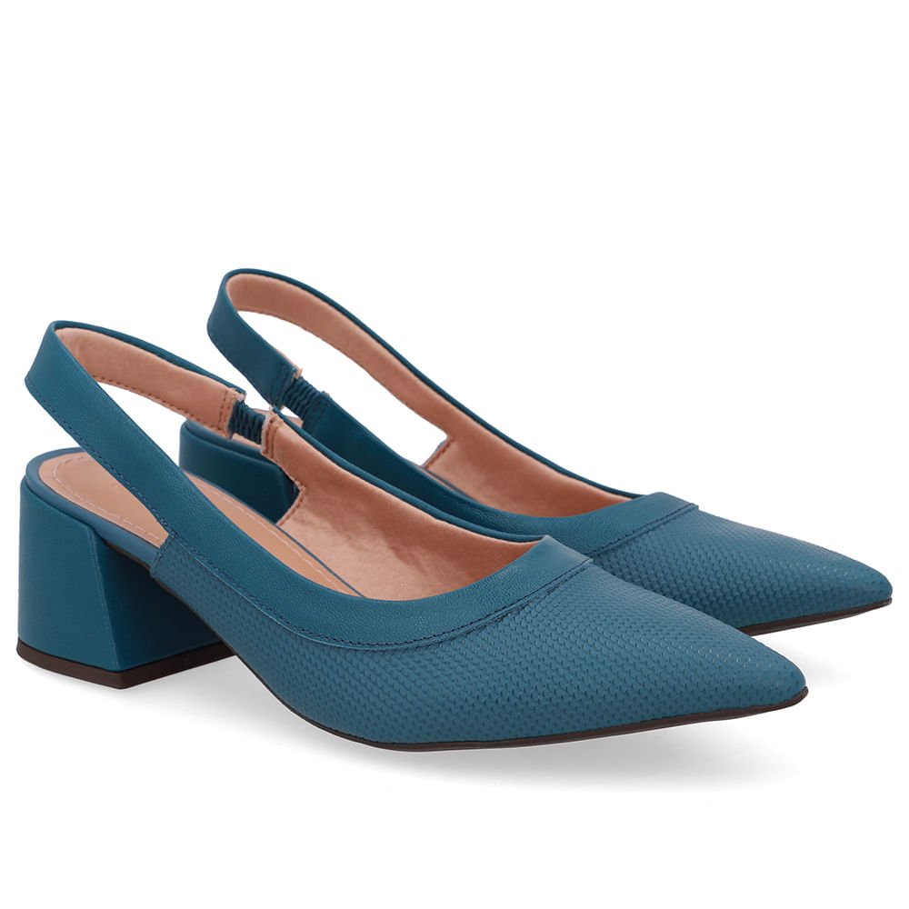 Slingback Azul Salto Bico Fino Azul 2