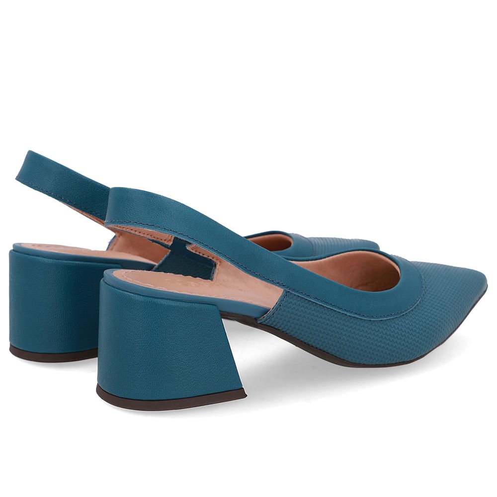 Slingback Azul Salto Bico Fino Azul 3