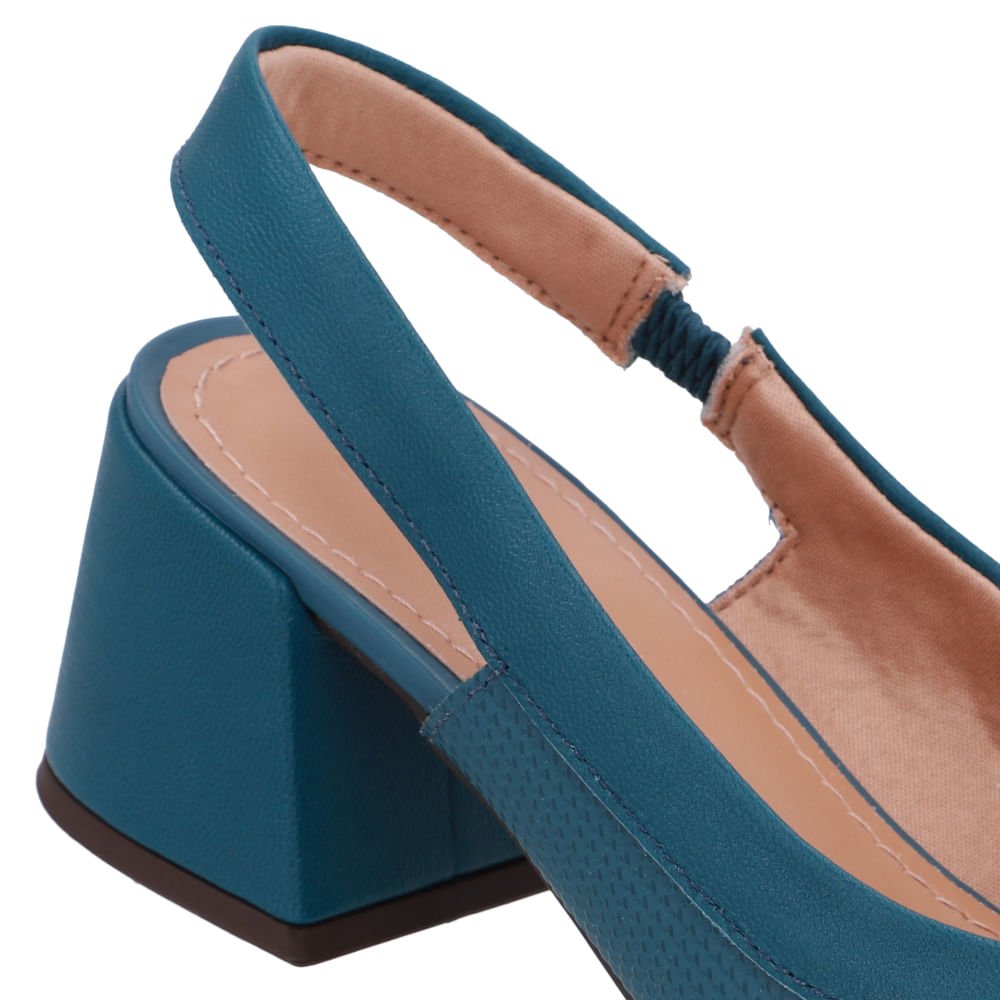 Slingback Azul Salto Bico Fino Azul 4