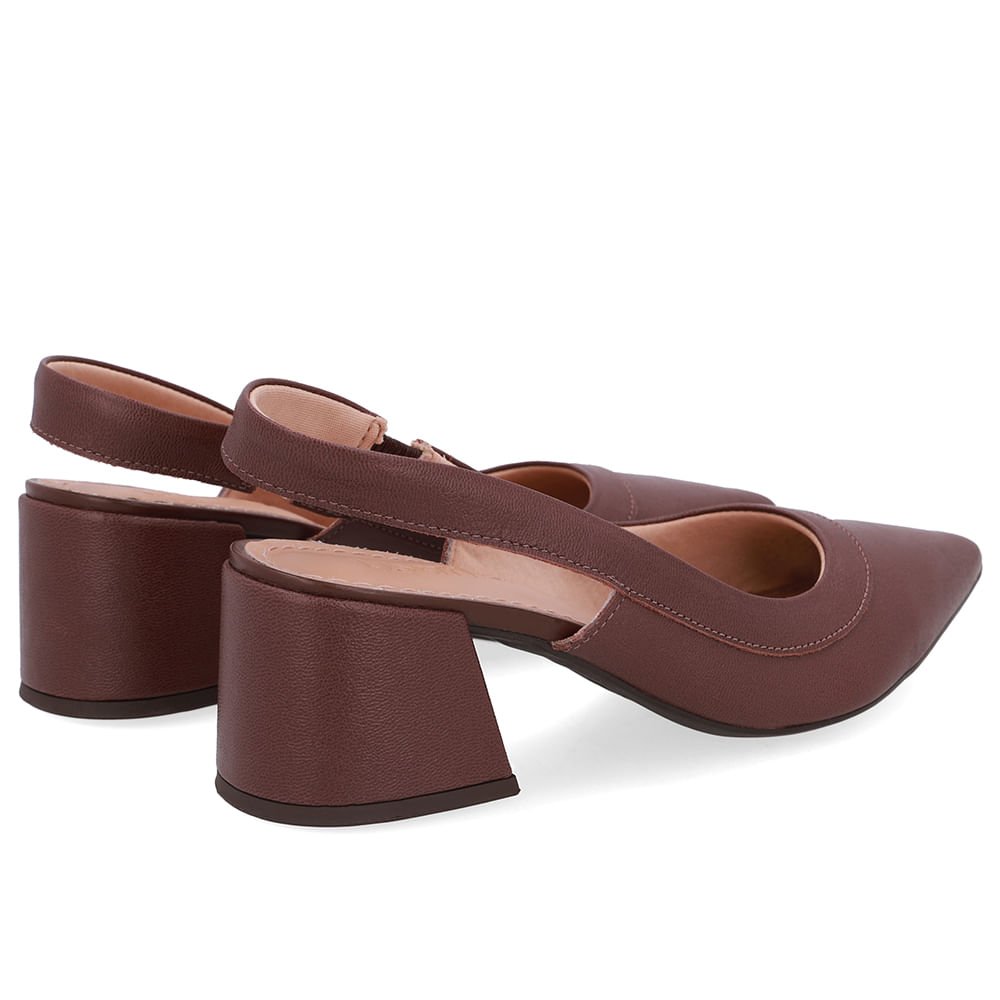 Slingback Marrom Salto Bico Fino Marrom 3