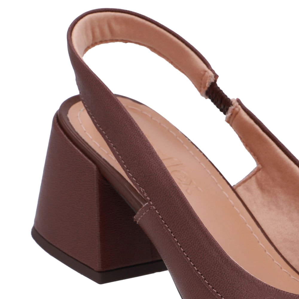 Slingback Marrom Salto Bico Fino Marrom 4