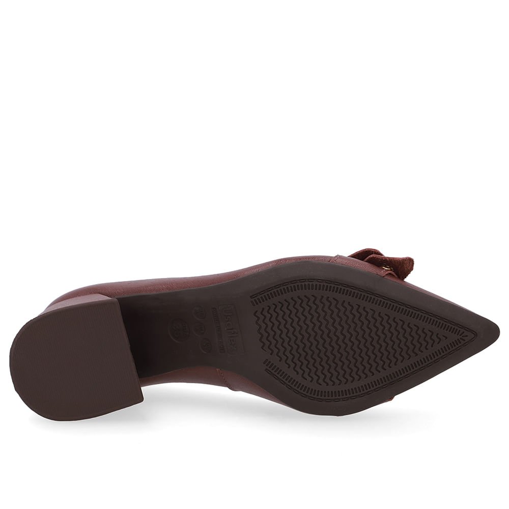 Scarpin Marrom Salto Bico Fino Fivela Marrom 5