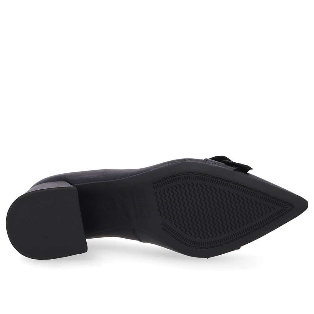 Scarpin Preto Salto Bico Fino Fivela Preto 5