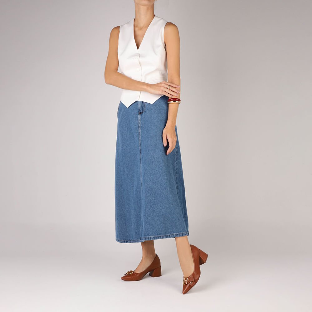 Scarpin Marrom Salto Bico Fino Fivela Marrom 4