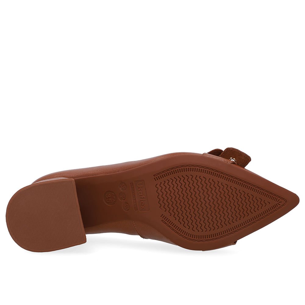 Scarpin Marrom Salto Bico Fino Fivela Marrom 5