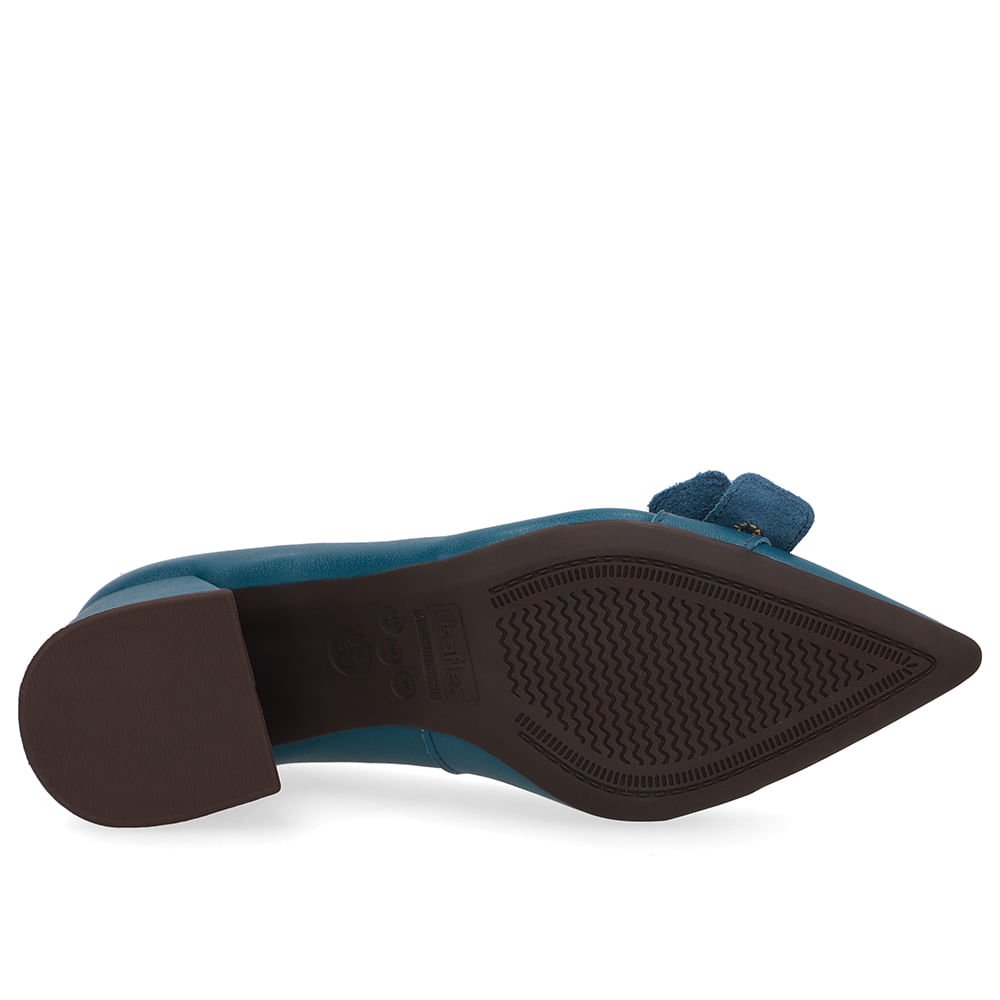 Scarpin Azul Salto Bico Fino Fivela Azul 5