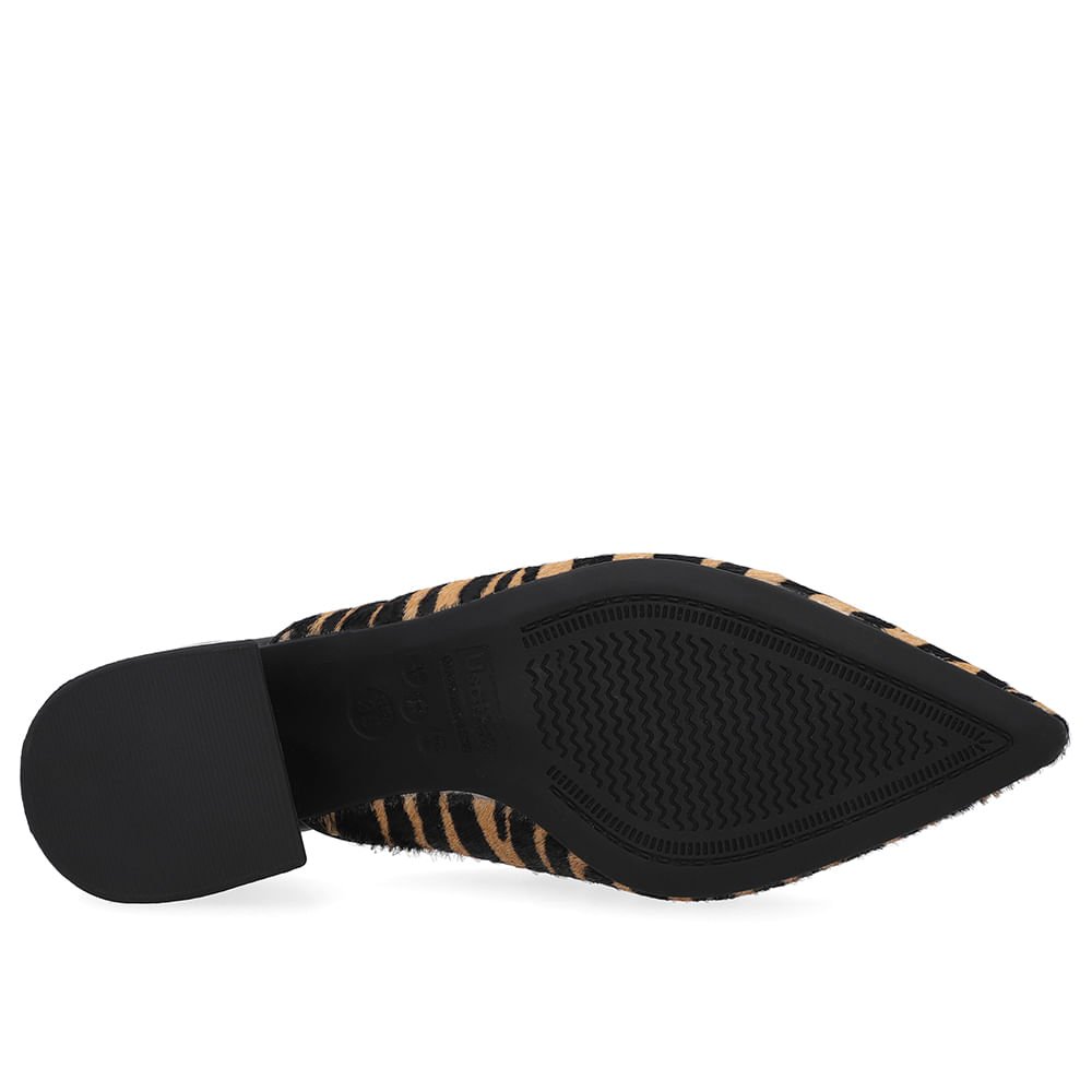 Mule Pelo Tigre Salto Bloco Couro Animal Print 5