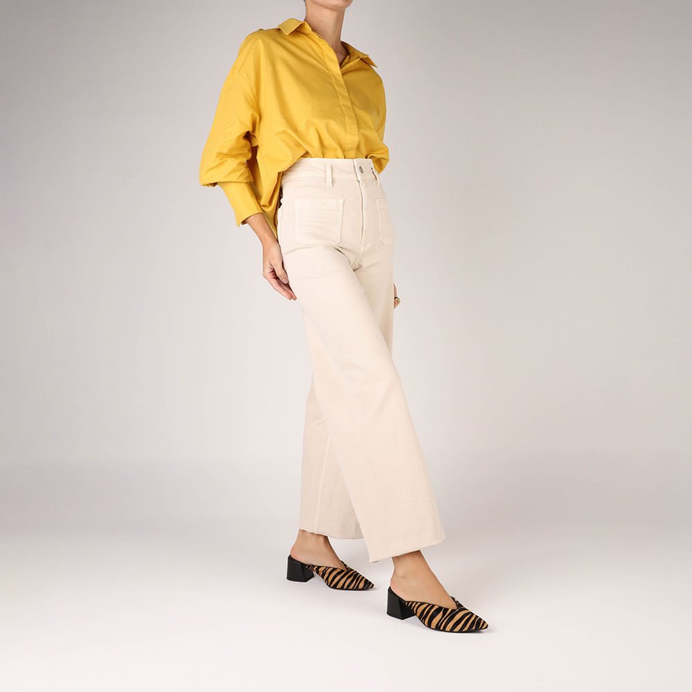 Mule Pelo Tigre Salto Bloco Couro Animal Print 4