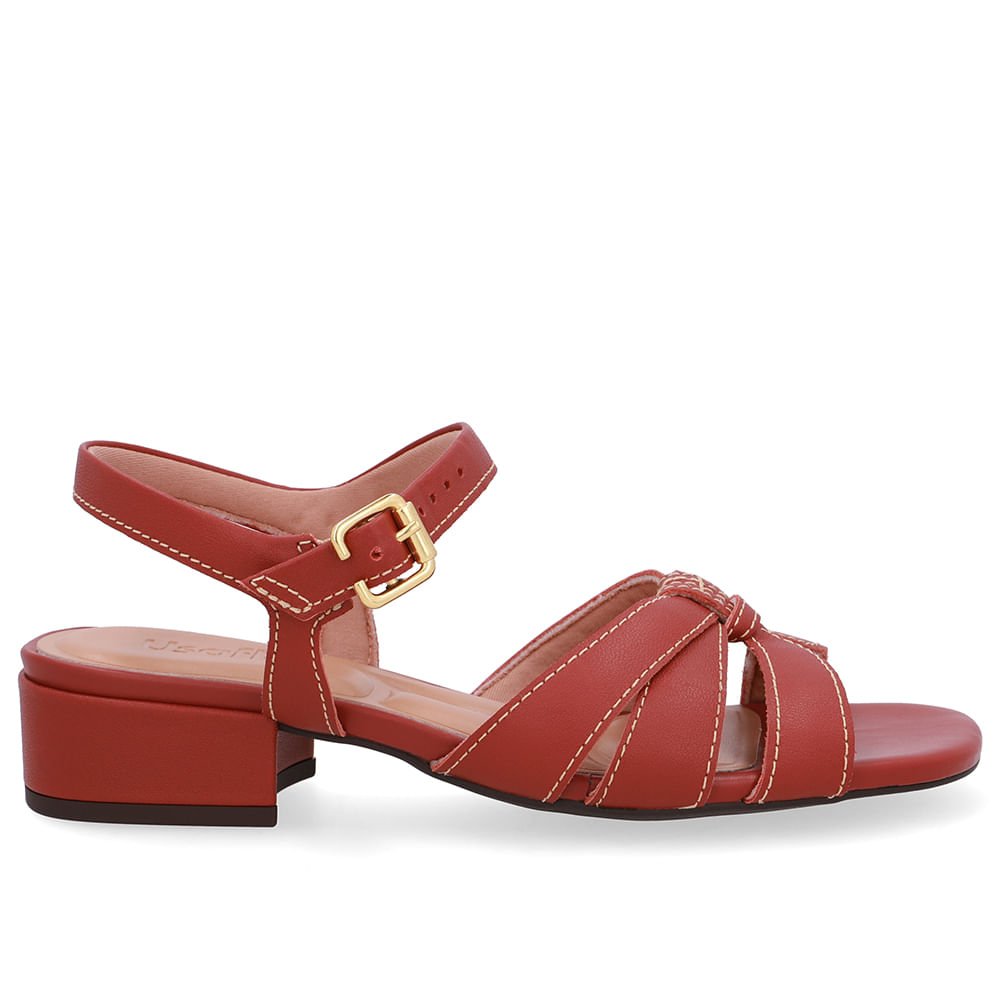 Sandália Couro Marrom Tiras