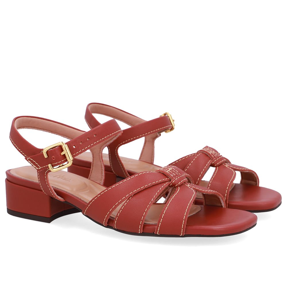 Sandália Couro Marrom Tiras Marrom 2