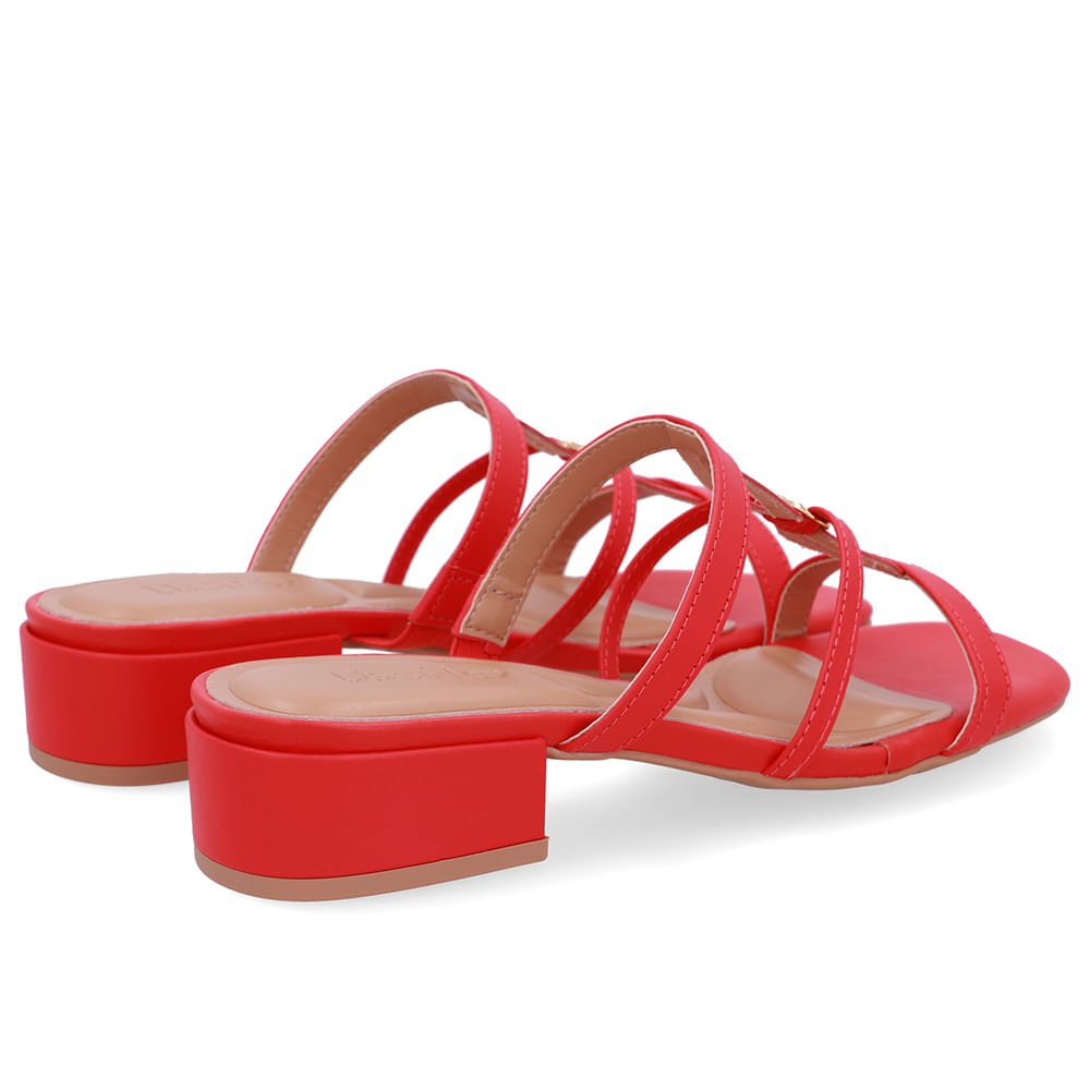 Tamanco Salto Bloco Couro Vermelho Vermelho 3