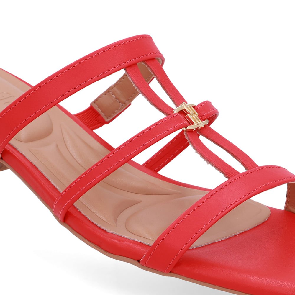 Tamanco Salto Bloco Couro Vermelho Vermelho 4