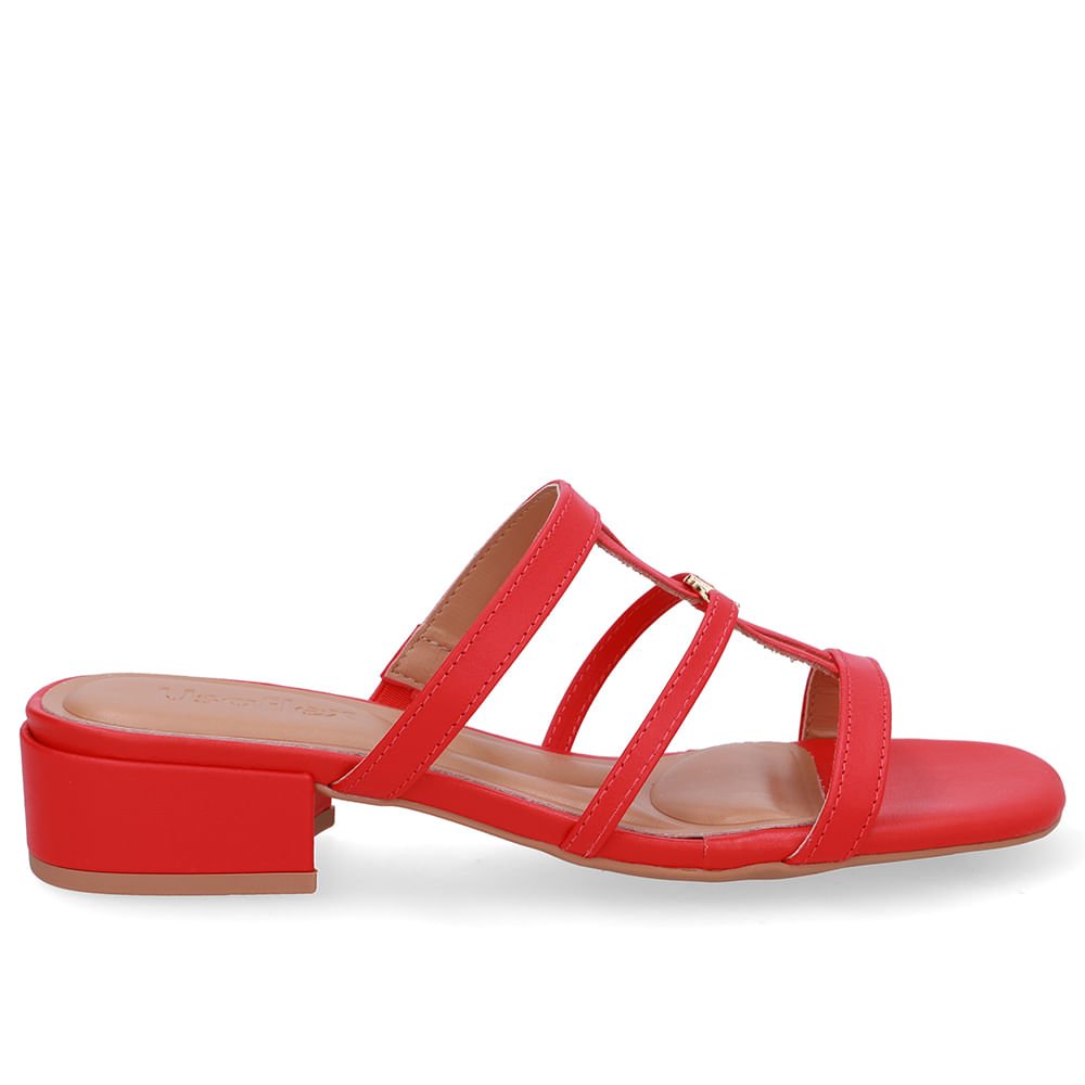 Tamanco Salto Bloco Couro Vermelho