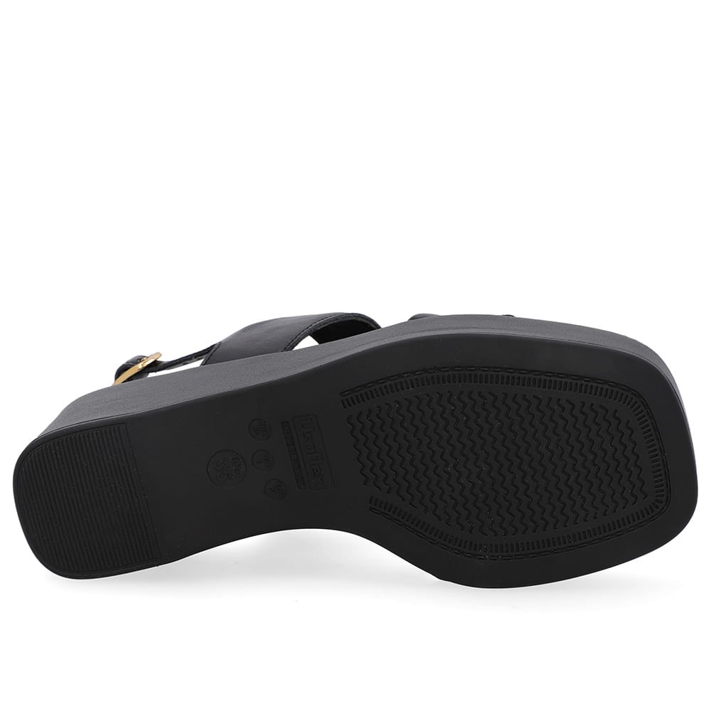 Sandália Plataforma Couro Preta Esfera Preto 5