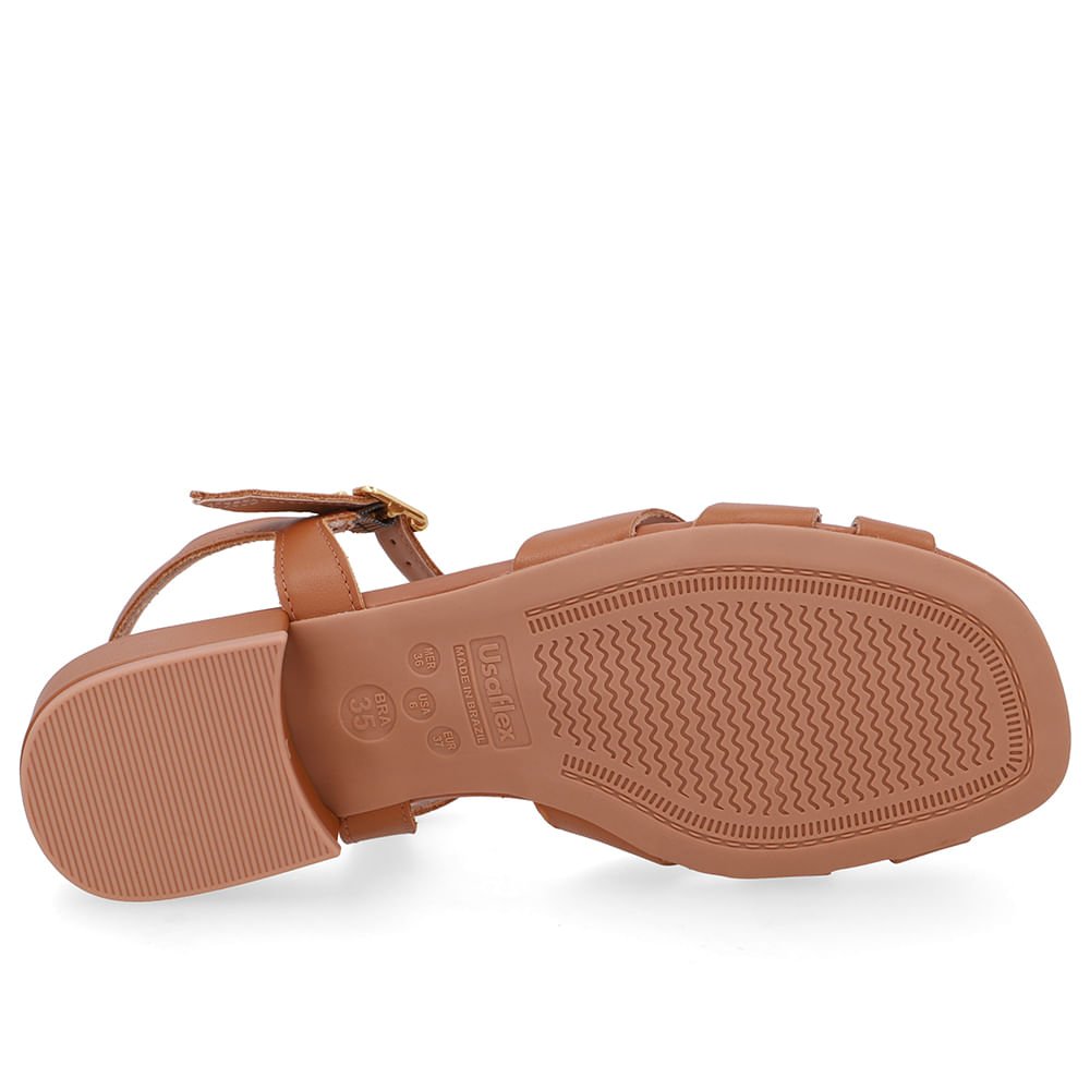 Sandália Couro Marrom Bico Quadrado Marrom 5