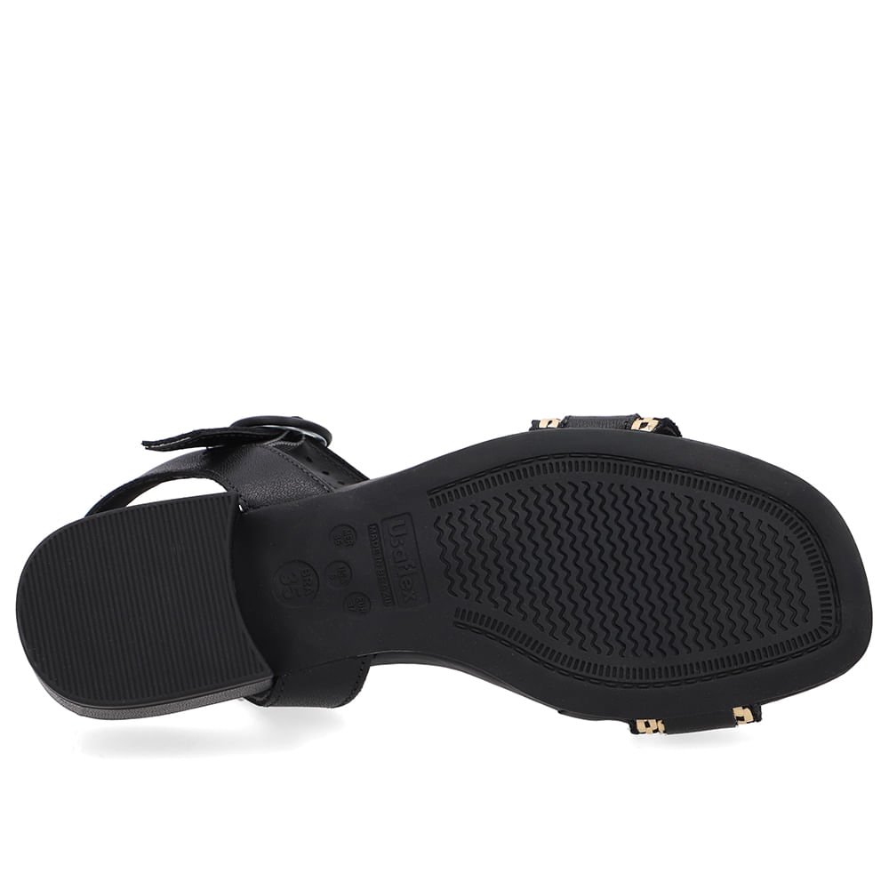 Sandália Couro Preta Tira Detalhe Palha Preto 5