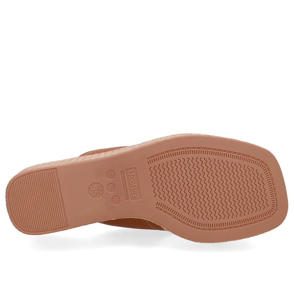 Tamanco Plataforma Palha Couro Marrom Marrom 5