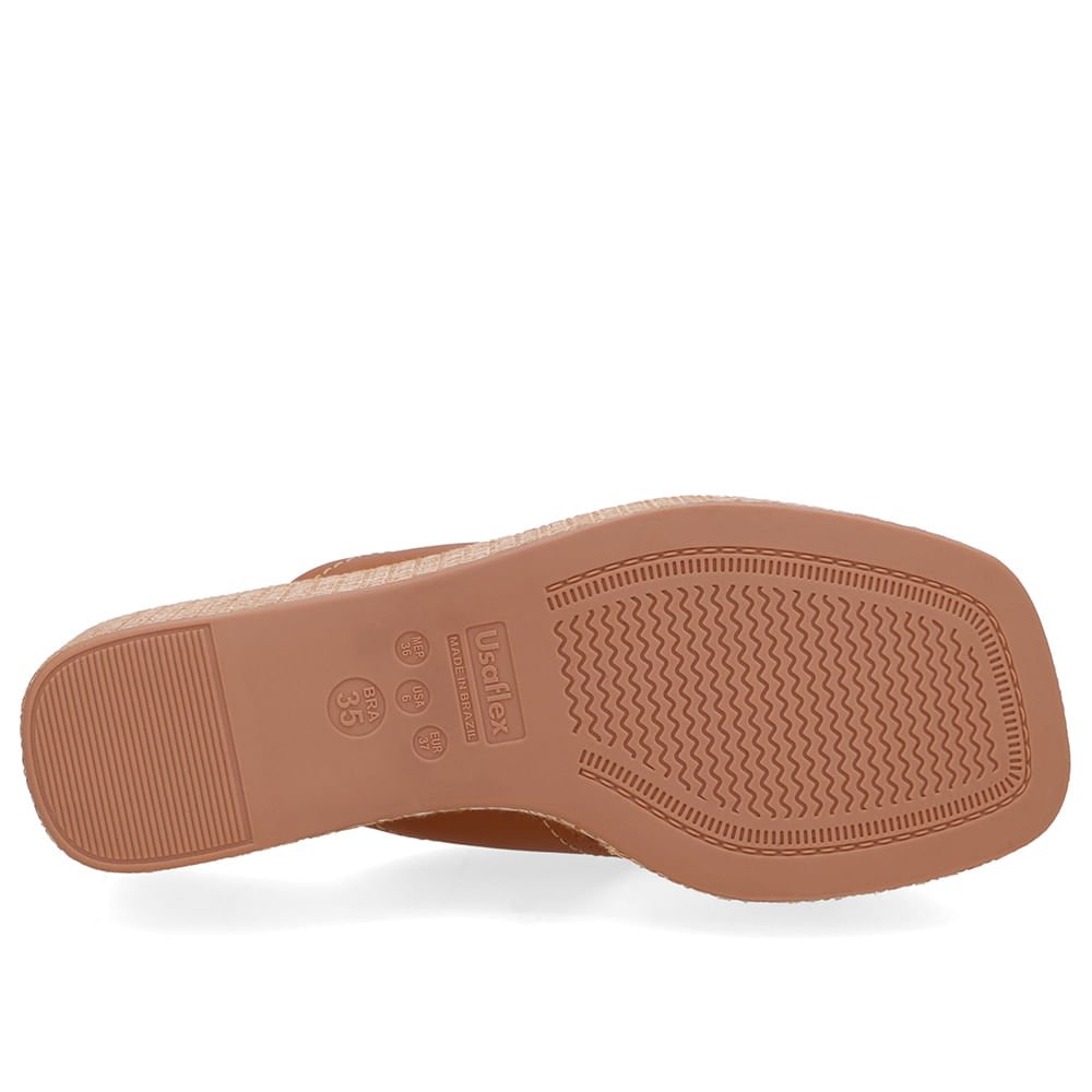 Tamanco Plataforma Palha Couro Marrom Marrom 5