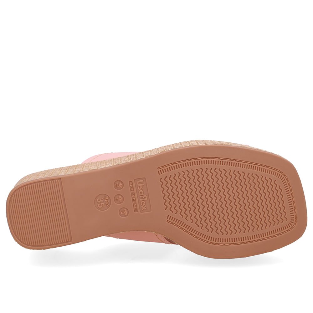 Tamanco Plataforma Palha Couro Laranja Rosa 5