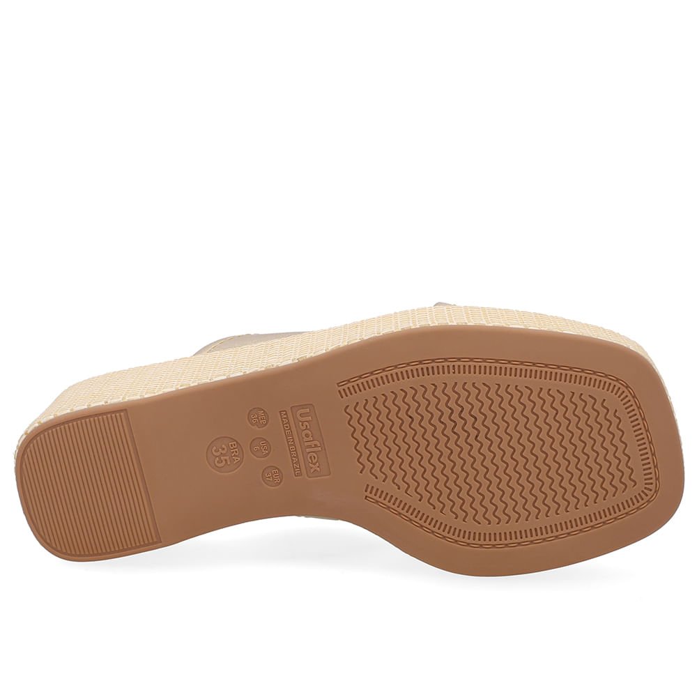 Tamanco Plataforma Palha Couro Dourado Dourado 5