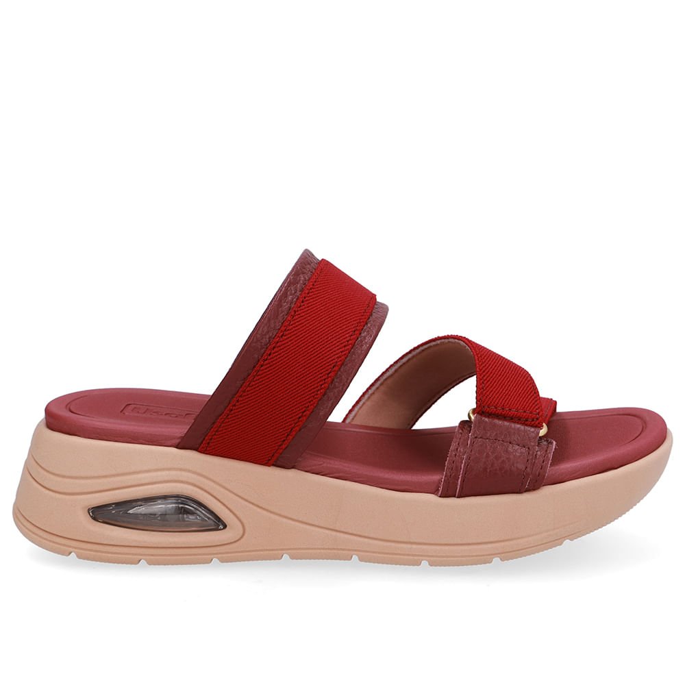 Tamanco Salto Bloco Redondo Couro Vermelho