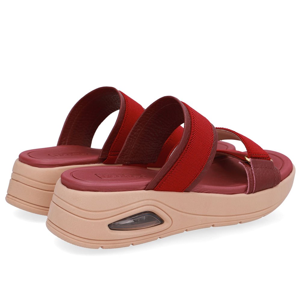 Tamanco Salto Bloco Redondo Couro Vermelho Vermelho 3