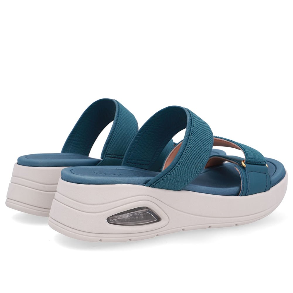 Tamanco Salto Bloco Redondo Couro Azul Azul 3