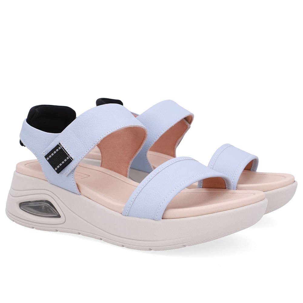 Sandália Salto Plataforma Couro Azul Fecho-Flex Azul 2