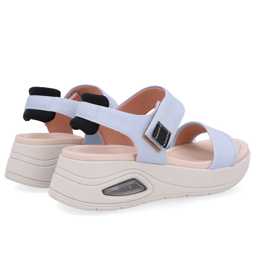 Sandália Salto Plataforma Couro Azul Fecho-Flex Azul 3