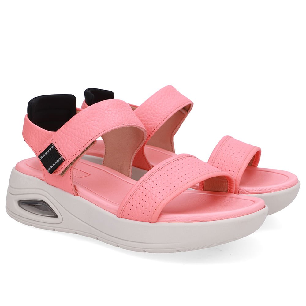 Sandália Salto Plataforma Couro Laranja Fecho-Flex Rosa 2