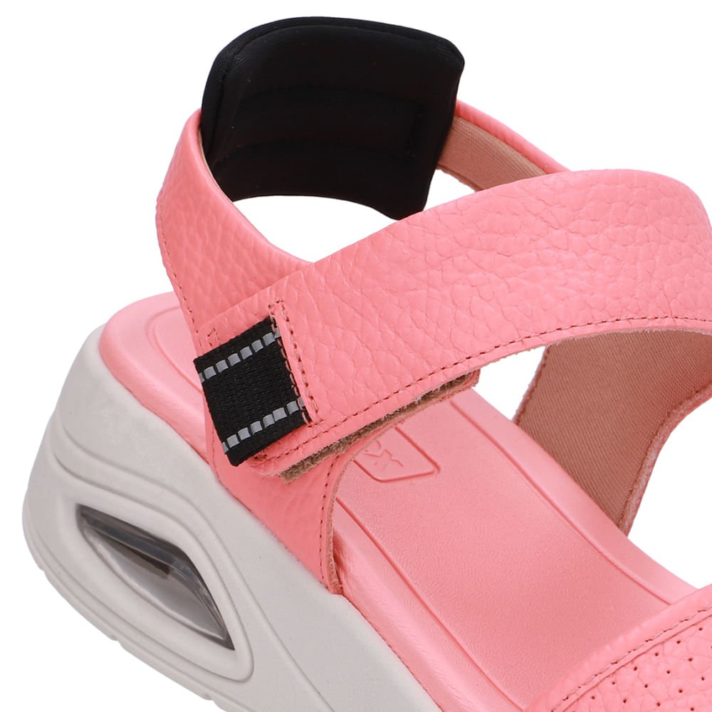 Sandália Salto Plataforma Couro Laranja Fecho-Flex Rosa 4