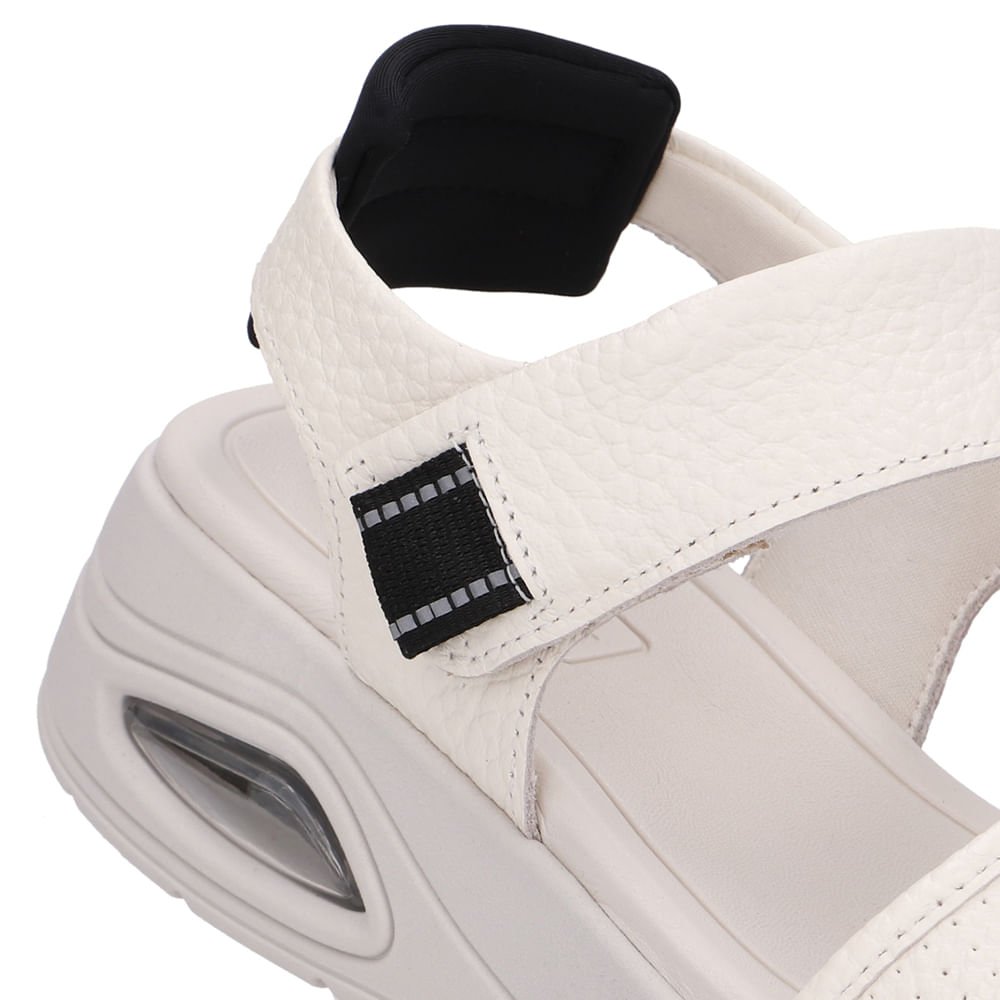 Sandália Salto Plataforma Couro Branca Marfim Fecho-Flex Marfim 4