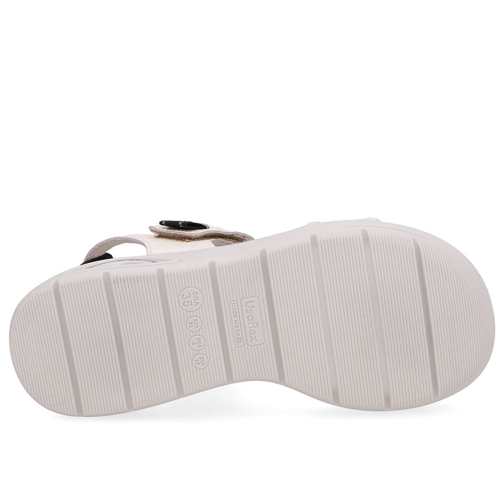 Sandália Salto Plataforma Couro Branca Marfim Fecho-Flex Marfim 5