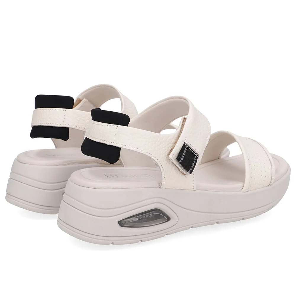 Sandália Salto Plataforma Couro Branca Marfim Fecho-Flex Marfim 2