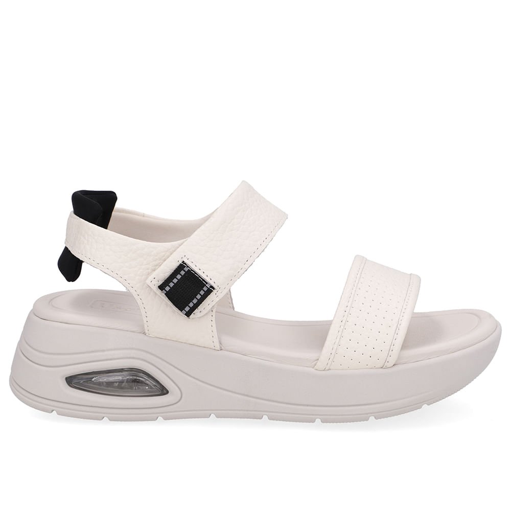 Sandália Salto Plataforma Couro Branca Marfim Fecho-Flex