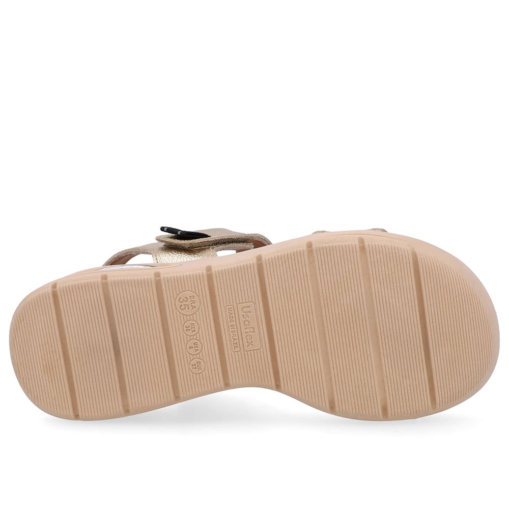 Sandália Salto Plataforma Couro Dourada Fecho-Flex Dourado 5