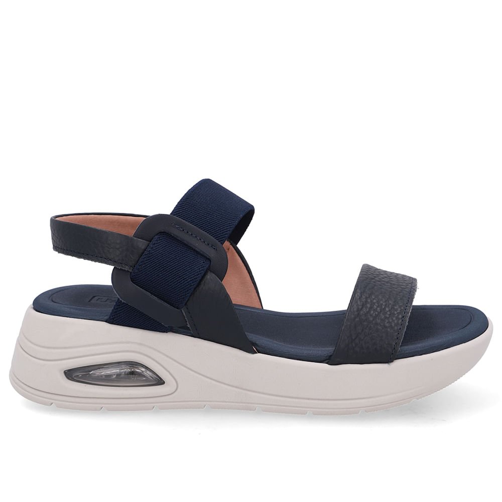 Sandália Salto Plataforma Couro Azul