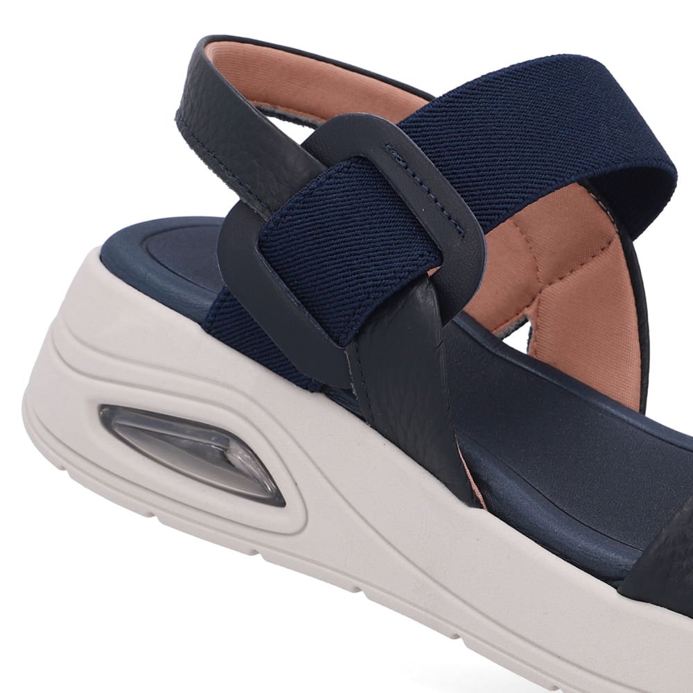 Sandália Salto Plataforma Couro Azul Azul 3