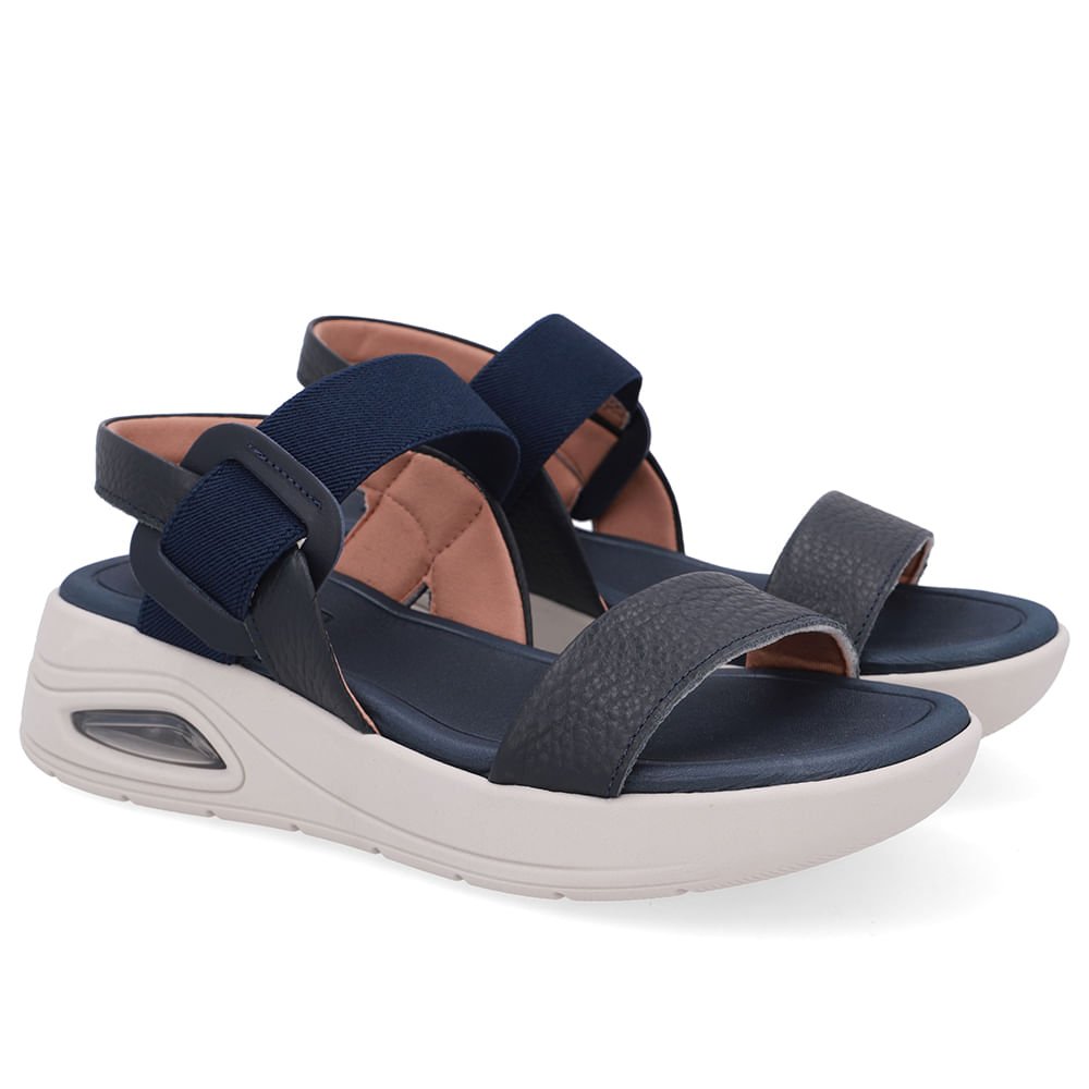 Sandália Salto Plataforma Couro Azul Azul 2