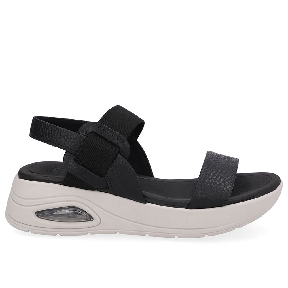 Sandália Salto Plataforma Couro Preta