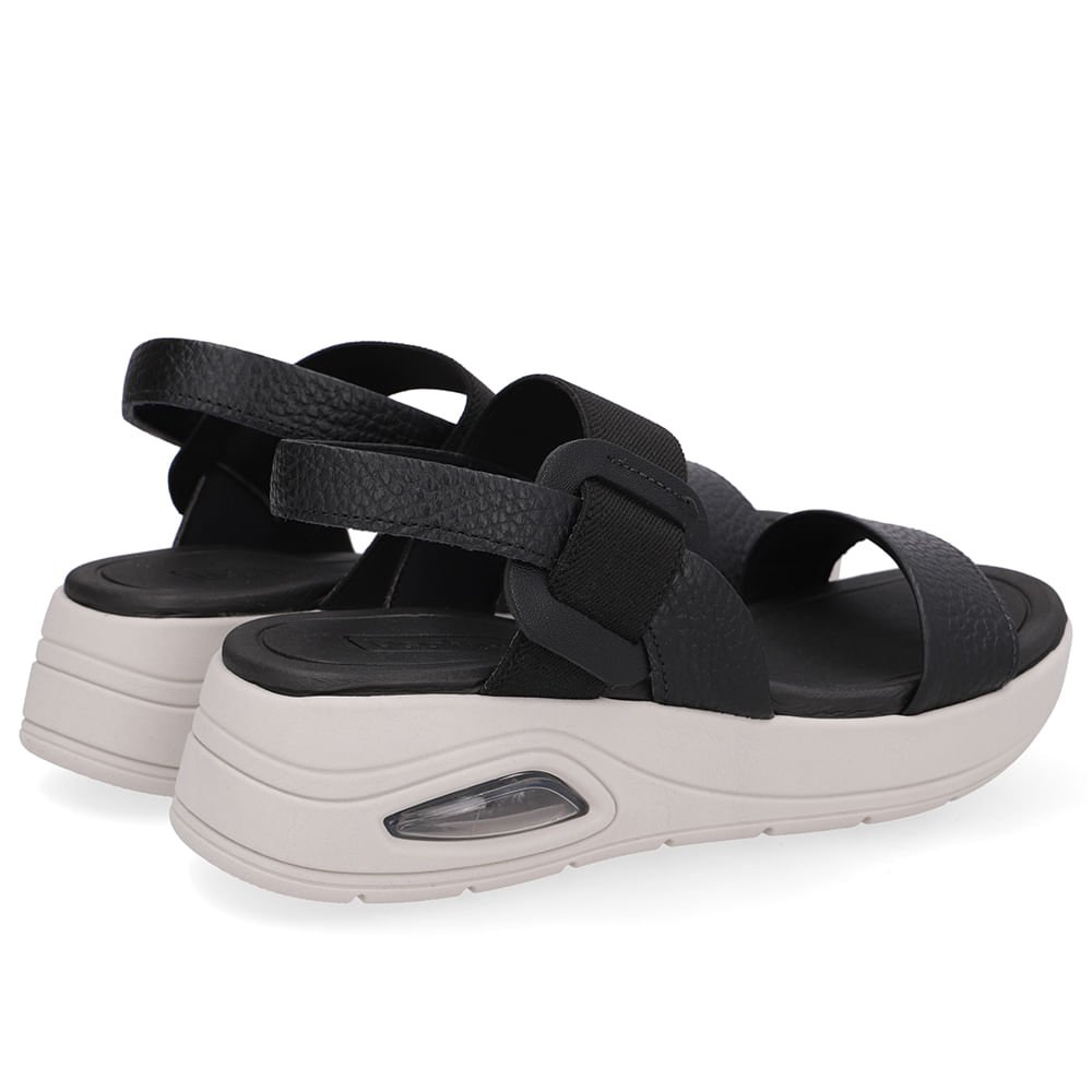 Sandália Salto Plataforma Couro Preta Preto 3