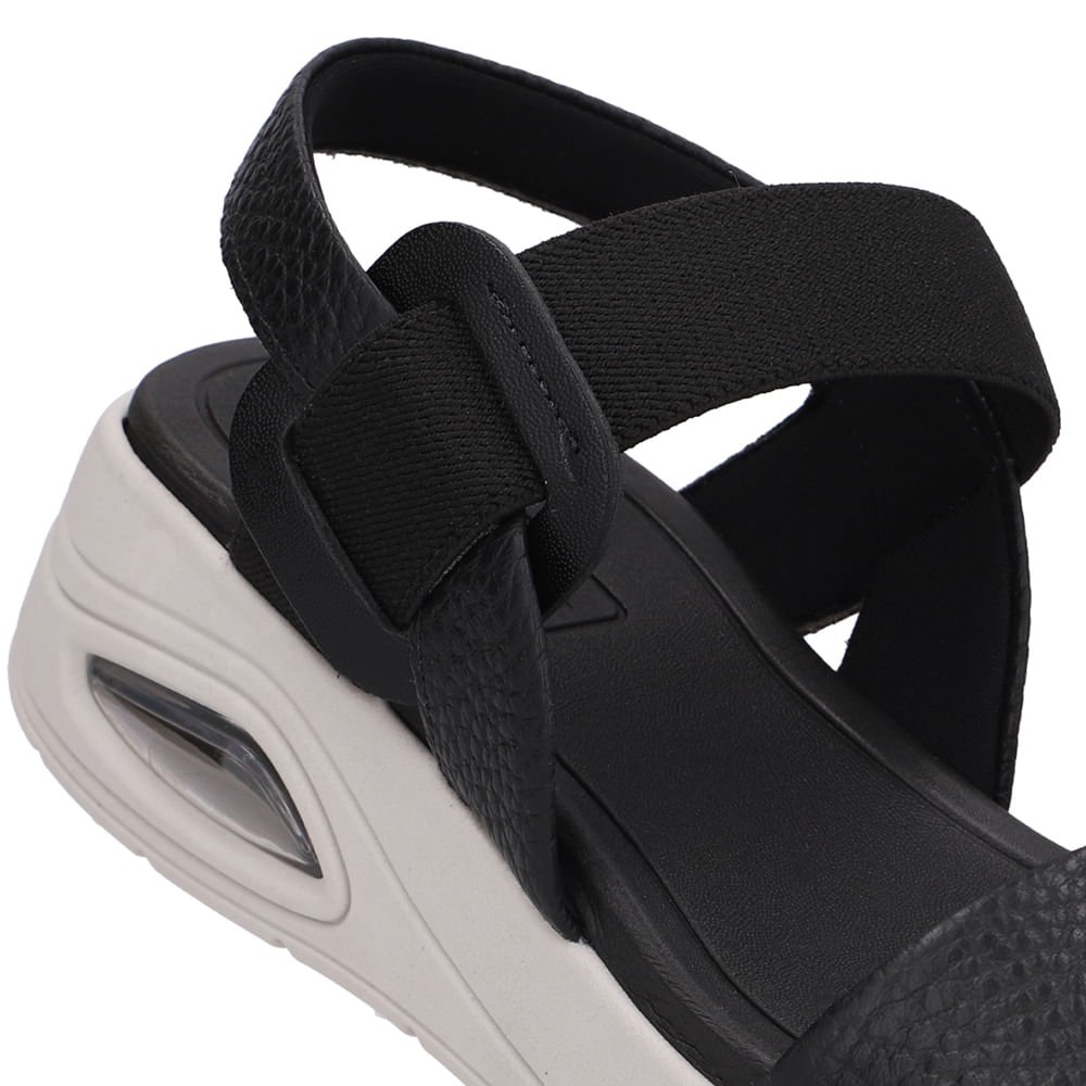 Sandália Salto Plataforma Couro Preta Preto 4