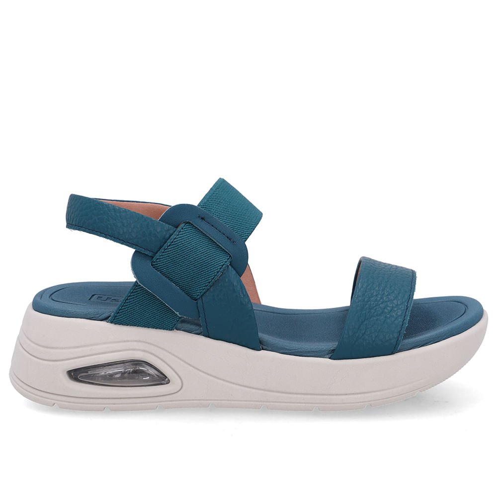 Sandália Salto Plataforma Couro Azul