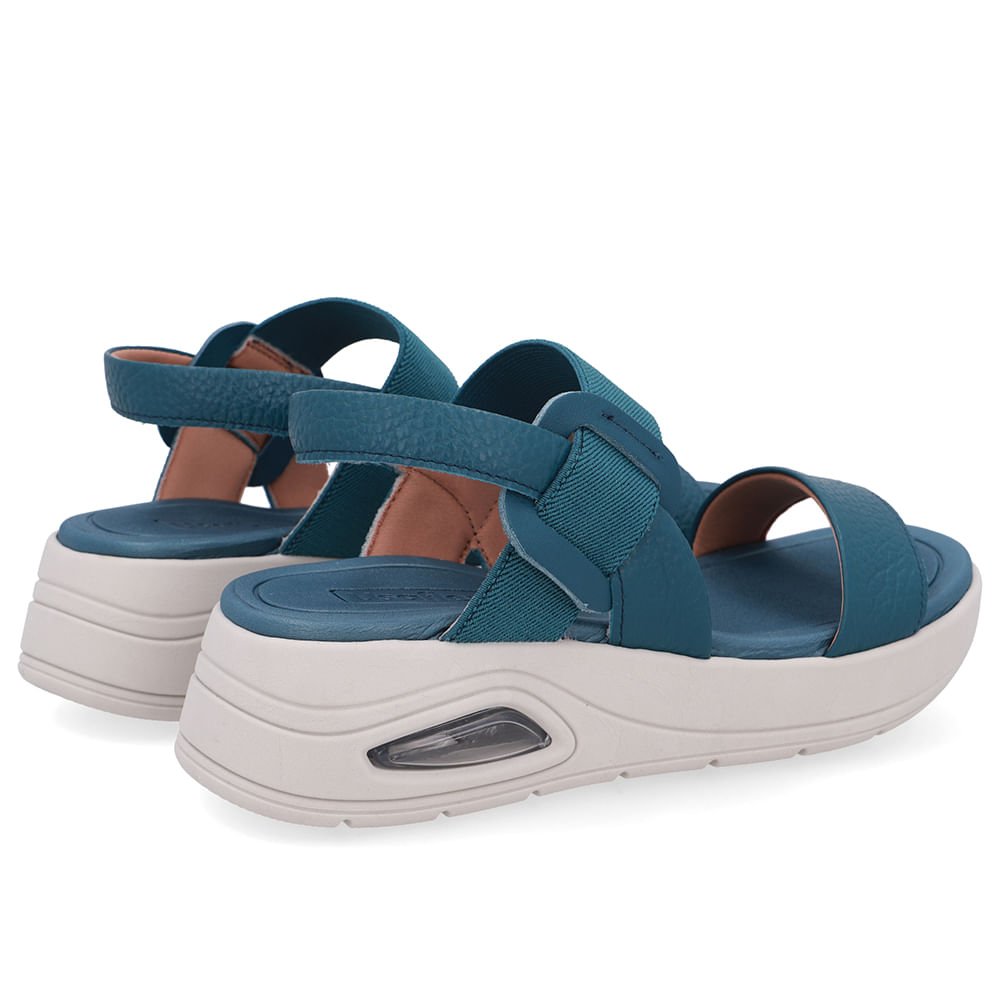 Sandália Salto Plataforma Couro Azul Azul 3