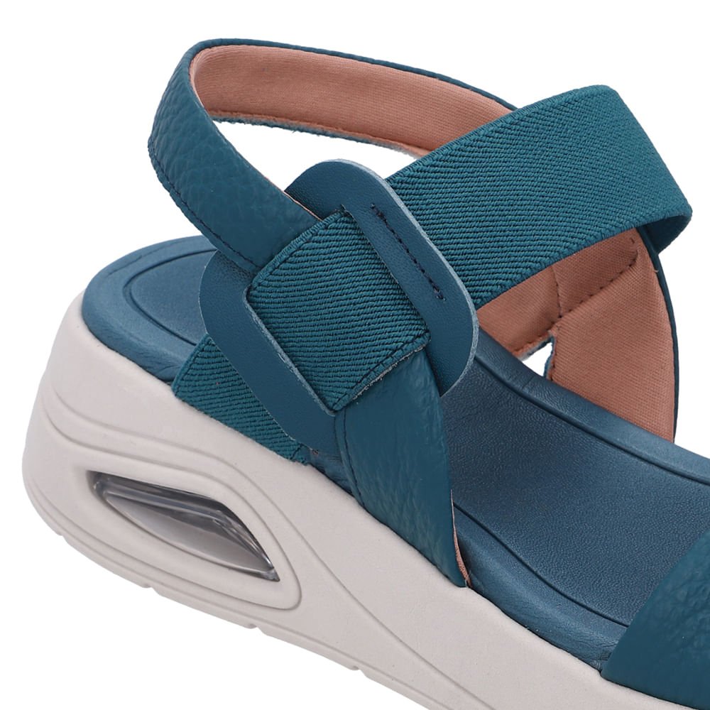 Sandália Salto Plataforma Couro Azul Azul 4