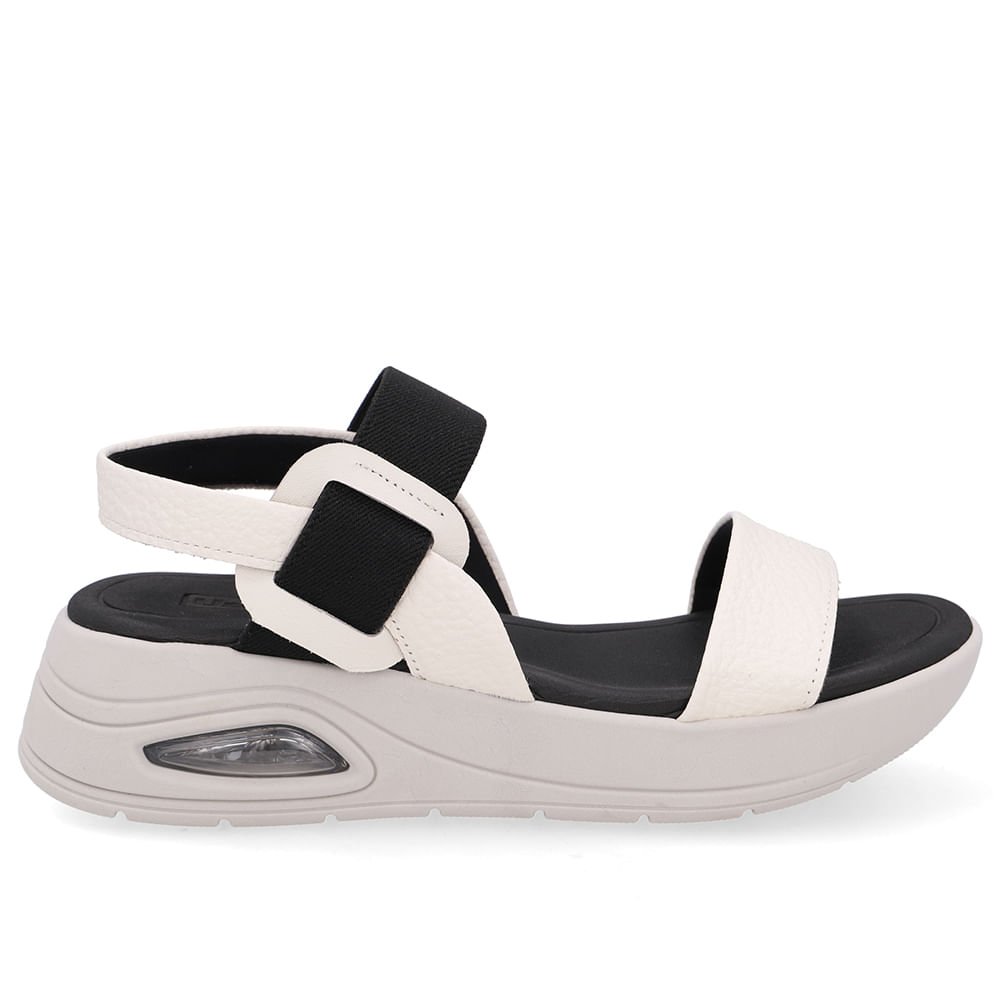 Sandália Salto Plataforma Couro Branca Marfim